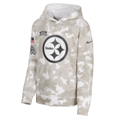 Sudadera con gorro sin cierre Nike de la NFL para niños talla grande Pittsburgh Steelers Salute to Service Primary Edge Club