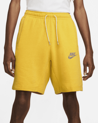 yellow nike fleece shorts