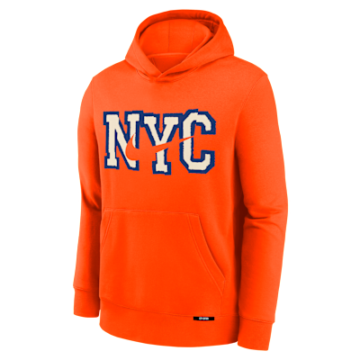 Sudadera con gorro de tejido Fleece para niños talla grande New York Knicks Club Fleece City Edition