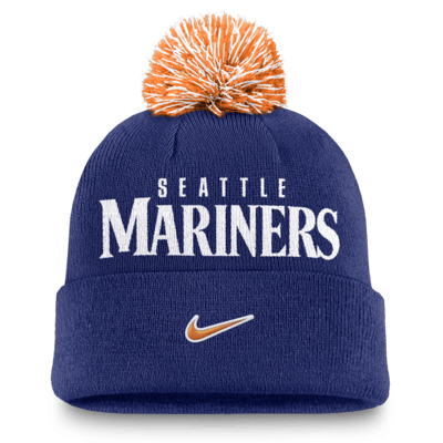 Gorro con dobladillo y pompón Nike de la MLB para hombre Seattle Mariners Peak