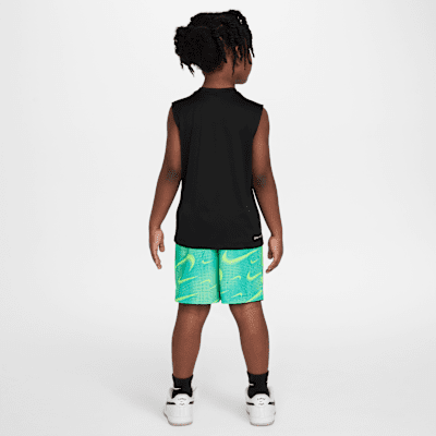 Conjunto de shorts de 2 piezas con estampado Rhythm para niños talla pequeña Nike Dri-FIT