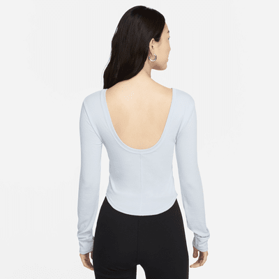 Nike Sportswear Chill Knit Women's Tight Scoop-Back Long-Sleeve Mini-Rib Top