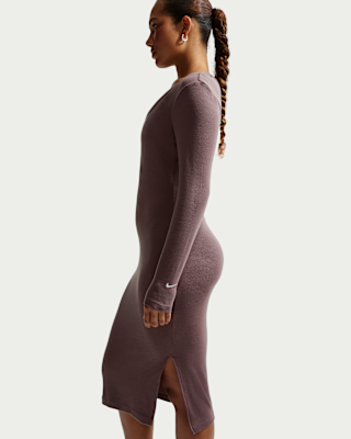 nike dress ribbed (WMNS) Nike Sportswear Chill KnitTight Mini-Rib Cami Dress 'Black' FN4158-010 US M