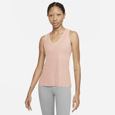 Nike Yoga Luxe Women's Dri-FIT Ribbed Tank Top Heather Grey Size Plus 1X