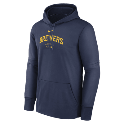 Milwaukee Brewers Authentic Collection Practice Men's Nike Therma MLB Pullover Hoodie