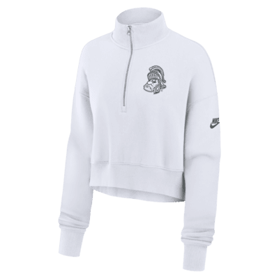 Sudadera de cuello redondo universitaria Nike cropped de cierre de 1/4 para mujer Michigan State Spartans Legacy Elevated Logo