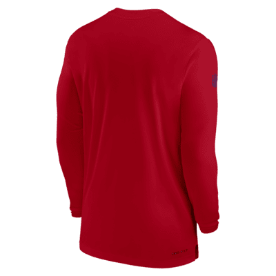 Nike Men's Dri-Fit Sideline Coach (NFL Buffalo Bills) Long-Sleeve Top in Red, Size: 3XL | 00M265N81-0BK