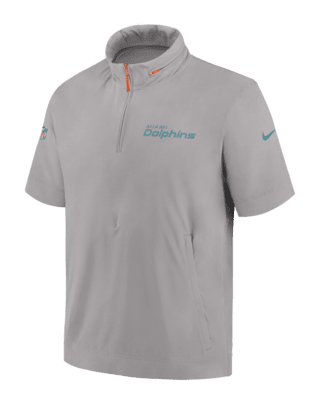 Мужская куртка Miami Dolphins Sideline Coach Nike NFL 1/2-Zip Short-Sleeve Hooded