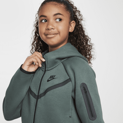 Nike Sportswear Tech Fleece-hættetrøje med lynlås til større børn (piger)