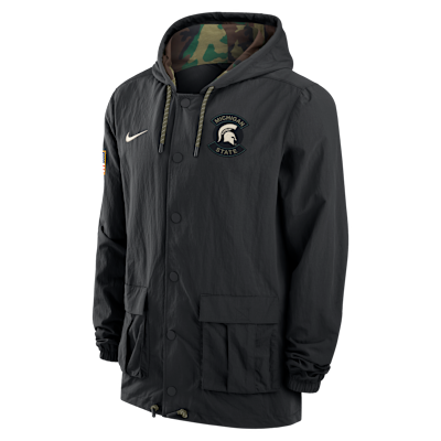 Michigan State Men's Nike Full-Snap Hooded Military Jacket