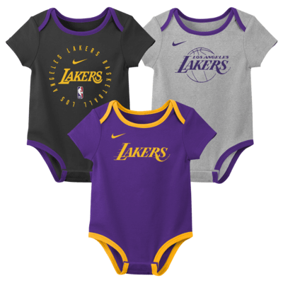 Conjunto de body de la NBA Nike para bebé (3 piezas) Los Angeles Lakers