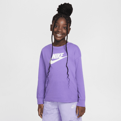 Playera de manga larga para niña talla grande Nike Sportswear