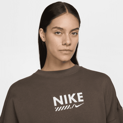 Oversized Nike Sportswear-sweatshirt i fleece med rund hals til kvinder