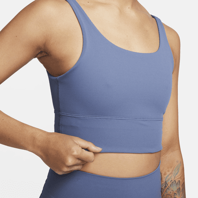 Bra deportivo de baja sujeción de talle largo sin almohadillas para mujer Nike Zenvy Rib