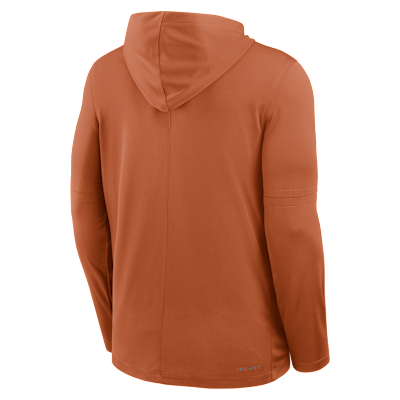 Playera de manga larga universitaria Nike Dri-FIT con gorro para hombre Texas Sideline
