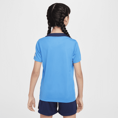 Chelsea FC Strike Nike Dri-FIT kortermet strikket fotballoverdel til store barn