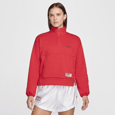 Sudadera sin cierre de básquetbol Nike de tejido Fleece de medio cierre para mujer USA Village