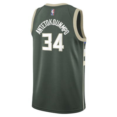 Jersey de alero polivalente Nike NBA para niños talla grande Giannis Antetokounmpo Milwaukee Bucks 2023/24 Icon Edition