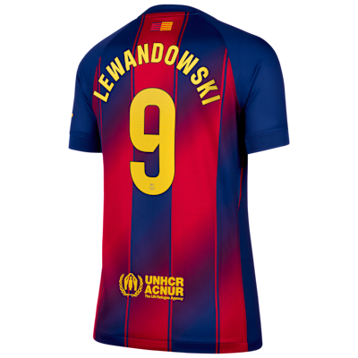 Robert Lewandowski Barcelona 2025/26 Stadium Home Women's Nike Dri-FIT Soccer Jersey