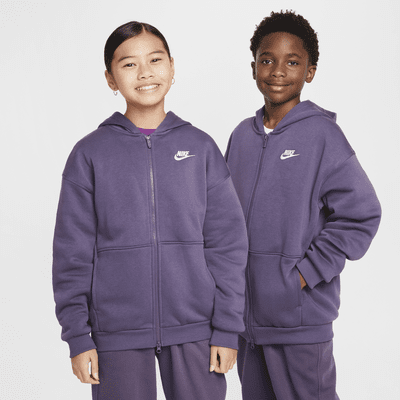 Nike Sportswear Club Fleece túlméretezett, hosszú cipzáras, kapucnis pulóver nagyobb gyerekeknek