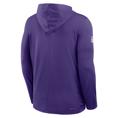 Playera de manga larga Nike Dri-FIT de la NFL con gorro para hombre Minnesota Vikings Pure Fury Sideline