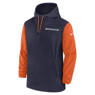 Denver Broncos Sideline Pre-Game Player Men's Nike NFL 1/2-Zip Hooded Jacket