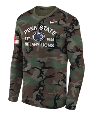Мужская футболка Penn State 2025 Military Appreciation Legend Nike Dri-FIT College Long-Sleeve