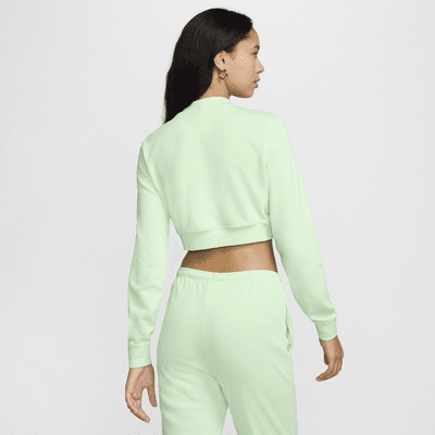 Haut court à col ras-du-cou en molleton Nike Sportswear Chill Terry pour femme