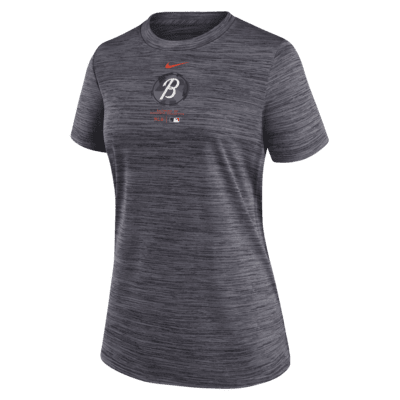 Playera Nike Dri-FIT de la MLB para mujer Baltimore Orioles Authentic Collection City Connect Practice Velocity