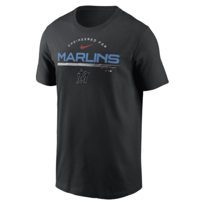 Nike Men's Miami Marlins Black Cooperstown Wordmark T-Shirt