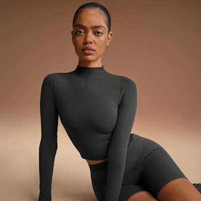 Top cropped de cuello alto para mujer NikeSKIMS Vintage Seamless