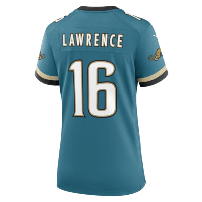 Jersey de fútbol para el día del partido de la NFL Nike para mujer Trevor Lawrence Jacksonville Jaguars