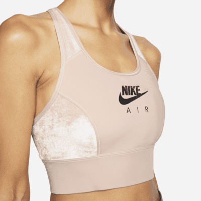 Bra deportivo de velour sin almohadilla de media sujeción para mujer Nike Air Swoosh