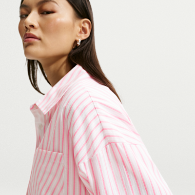 Nike Sportswear Chill Poplin Women's Oversized Woven Long-Sleeve Striped Top