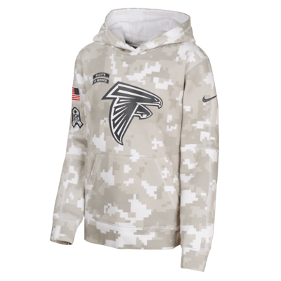 Sudadera con gorro sin cierre Nike de la NFL para niños talla grande Atlanta Falcons Salute to Service Primary Edge Club