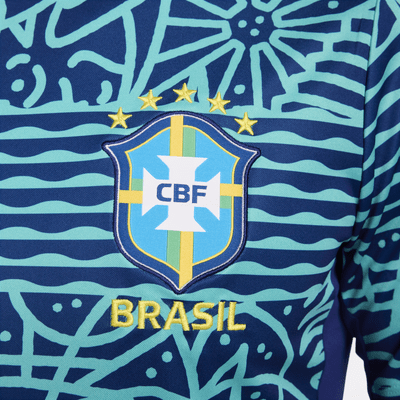 Playera de manga corta de fútbol Nike Dri-FIT para antes del partido para hombre Brazil Academy Pro