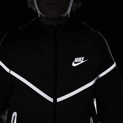 Bluza z kapturem i zamkiem na całej długości o designie odbijającym światło dla dużych dzieci (chłopców) Nike Sportswear Tech Fleece