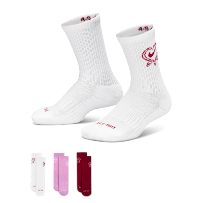 Nike Big Kids' Dri-FIT V-day Crew Socks (3 Pairs) from Nike - $18