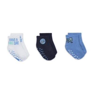 Nike "Art of Play" Gripper Ankle Socks (3 Pairs) Baby Gripper Socks