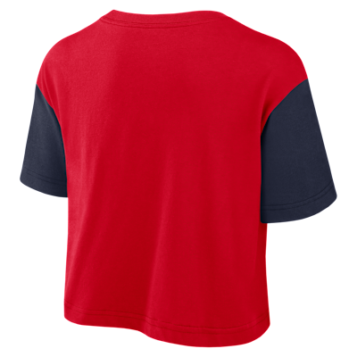 Playera universitaria Nike Dri-FIT cropped para mujer Arizona Script