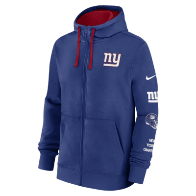 Sudadera con gorro Nike de la NFL de cierre completo para hombre New York Giants Club