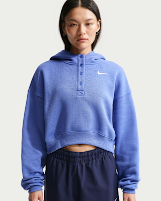 Женское худи Nike Sportswear Phoenix Fleece Oversized Cropped Henley Hoodie