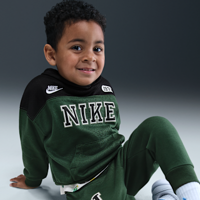 Nike Sportswear Toddler P.E. Conjunto de pants y sudadera con gorro sin cierre con bloques