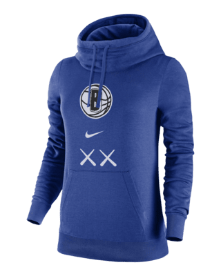 Женское худи Brooklyn Nets Club Fleece 2023/24 City Edition Nike NBA Funnel-Neck Hoodie