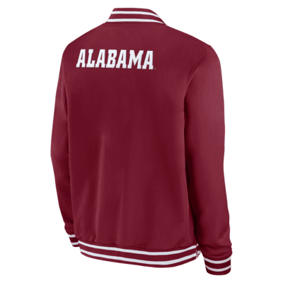 Chamarra bomber universitaria Nike de cierre completo para hombre Alabama Crimson Tide Sideline