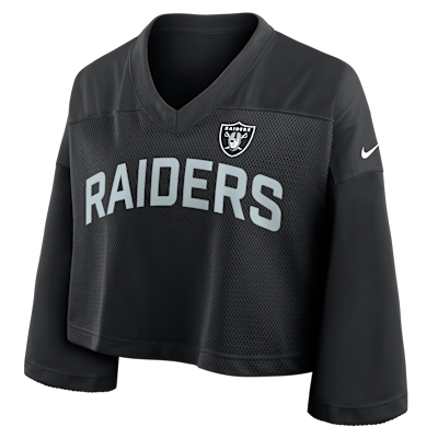 Top cropped Nike Dri-FIT de la NFL para mujer Las Vegas Raiders Wide Receiver Jersey Fashion