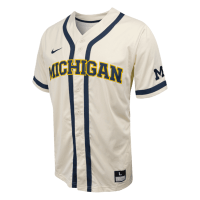 Jersey de béisbol con botones Nike College para hombre Michigan