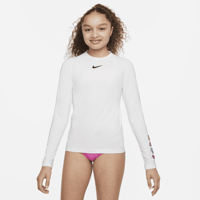 Playera Hydroguard de manga larga para niña talla grande Nike Swim Charms