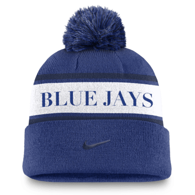 Toronto Blue Jays Team Stripe Peak Men's Nike MLB Cuffed Pom Beanie