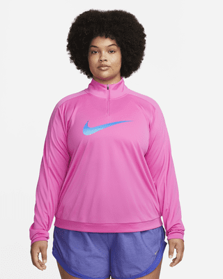 Nike Dri-FIT Swoosh Tussenlaag voor hardlopen met korte rits en lange mouwen  voor dames (Plus Size). Nike BE